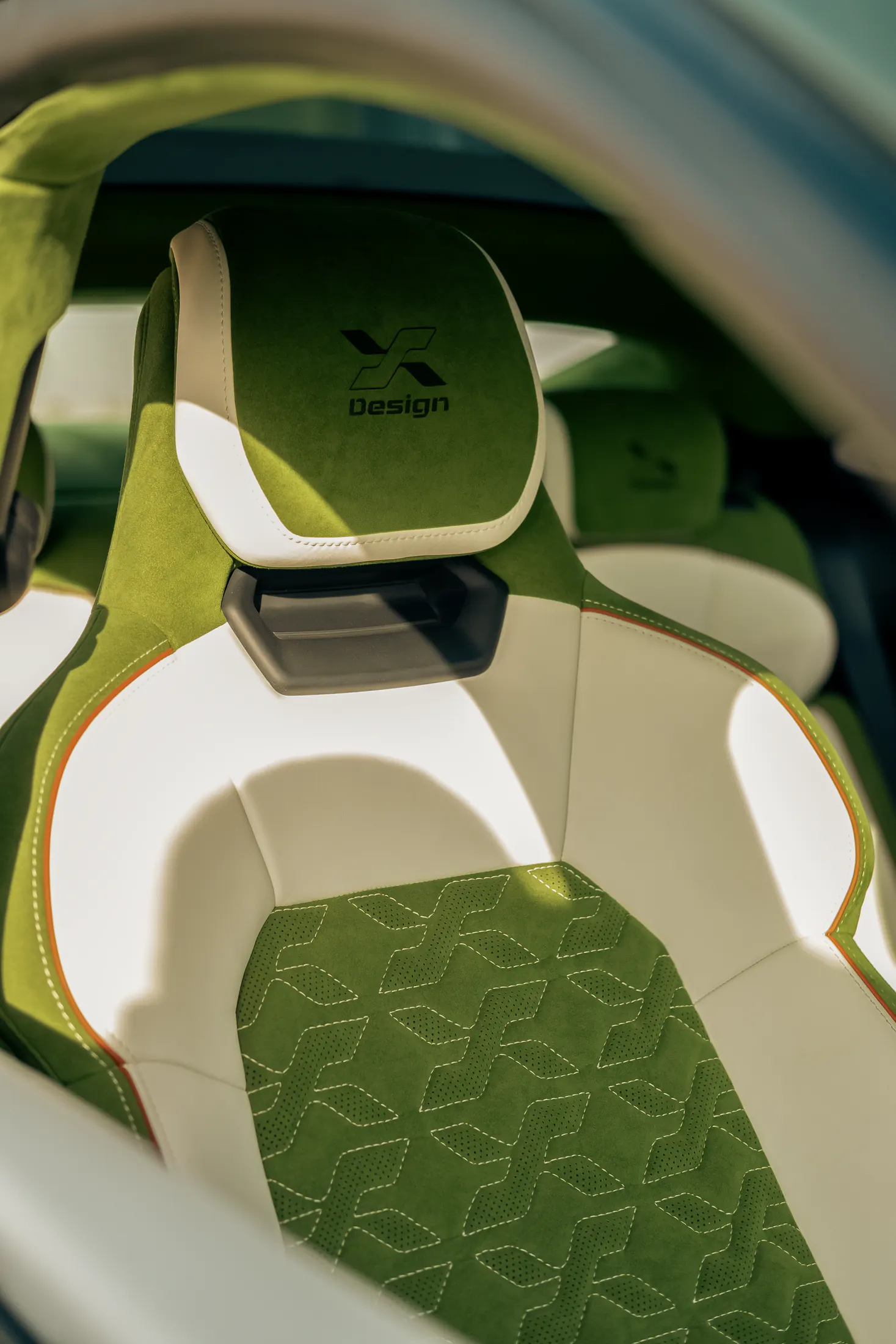Audi RS e-tron GT by Kynetik Koncepts — seat back, embroidered headrest
