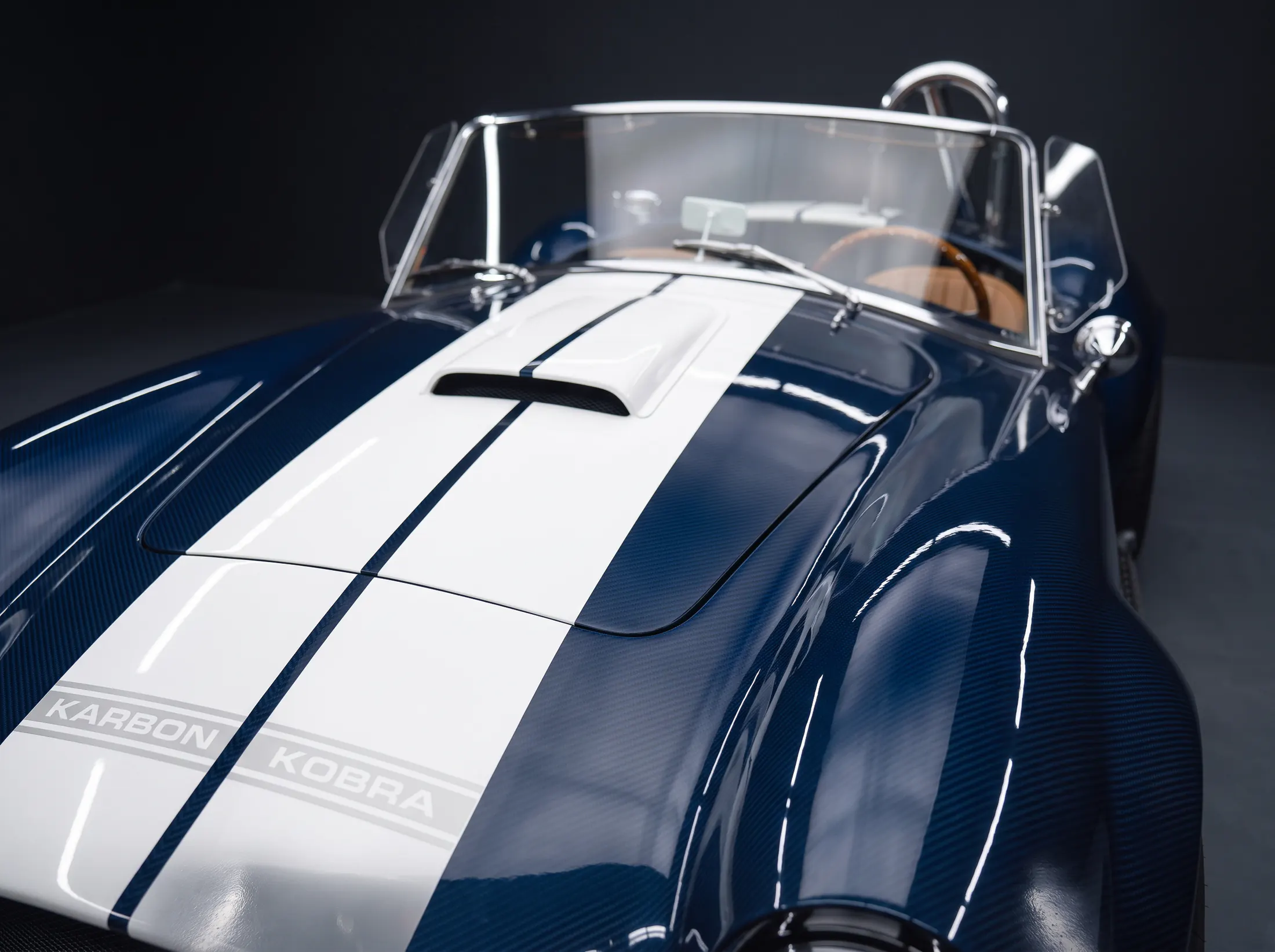 Karbon Kobra by Kynetik Koncepts — bonnet and windscreen, Karbon Kobra stripe lettering